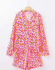 Leopard Long Sleeve Shirt and Shorts Pajama Set