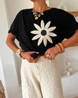 Floral Crochet Short Sleeve Tee