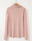 Corded Knit Drawstring Cowl Neck Top