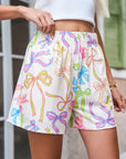 Bow Elastic Waist Pocketed Shorts