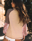 Elena Raglan Sleeve Ribbed Knit Patchwork Blouse