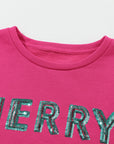 MERRY Christmas Tree Sequin Patchwork Sweatshirt