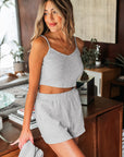 Ella 3 Pieces Rib Crop Camisole Set with Cardigan