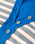 Stripe Buttoned Collared V-Neck Drop Shoulder Top