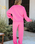 Vera Raw Edge Half Buttons Pullover and Jogger Pants Set