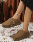 Jasmine Faux Suede Buckle Strap Detail Winter Slippers