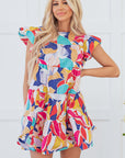 Skye Ruffled Flutter Sleeve Tiered Mini Dress