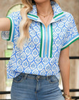 Western Half Zip Collared Blouse