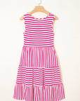 Ellie Stripe U Neck Sleeveless Loose Fit Mini Dress