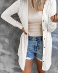 Solid Open-Front Buttoned Cardigan