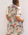 Livia Boho Floral Crochet V Neck Dress