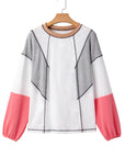 Colorblock Textured Knit Patchwork Top