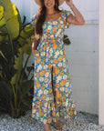 Amayah Allover Shirred Cut Out High Waist Jumpsuit