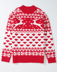 Christmas Reindeer and Heart High Neck Sweater