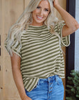 Abby Stripe Textured Side Slits Top