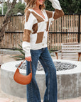Julia Checkered Button Sweater Cardigan