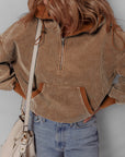 Abigail Kangaroo Drawstring Corduroy Hoodie