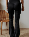 Solid V-Shape High Waist Flared Leggings