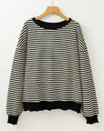 Angie Stripe Loose Drop Shoulder Long Sleeve Top