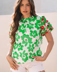 Maisy Embroidered Puff Short Sleeve Floral Blouse
