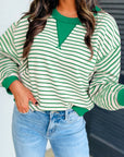 Stripe Patchwork Long Sleeve Top