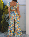 Amayah Allover Shirred Cut Out High Waist Jumpsuit