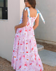 Flora Floral Knotted Shoulder Smocked Maxi Dress