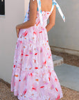 Floral Tied Straps Maxi Dress