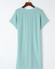 Corded Knit Pocketed T-Shirt Dress