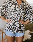Leopard 3/4 Sleeve Buttoned Shirt