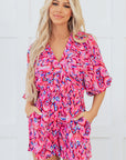Sevyn Abstract V Neck High Waist Romper