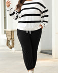 Stripe Drop Shoulder Top and Jogger Pants Set