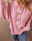 Camille Ribbed Knit Collared Henley Top