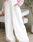 Jessie Casual Tie Waist Pleated Wide Leg Pants