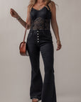 Lydia High Waist Button Front Flare Jeans