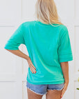 Hanna Solid Color Half Sleeve Buttons Henley Top