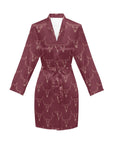 Burgandy Longhorn Women's Belted Satin Feel Dressing Lounge Robe