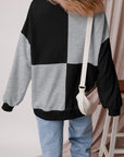 Colorblock Crewneck Henley Sweatshirt