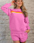 Colorblock Stripe Pullover and Shorts Set