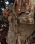 Textured Button-Up Chest Pocket Shacket