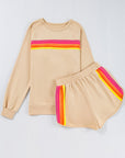 Colorblock Stripe Pullover and Shorts Set