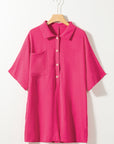 Collared Button Up Pocketed Romper