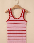 Stripe Scalloped Edge Sweater Tank