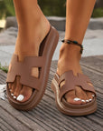Henley Cutout Design Open Toe Platform Slippers