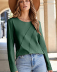 Anna Asymmetric Seam Detail Long Sleeve Top