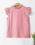 Marlowe Polka Dots Ruffle Flutter Sleeve Frilled Neck Blouse
