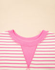 Stripe Contrast Trim Ruffle Sleeve Top