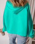 Kate Fleece Lined Half Zipper Kangaroo Pockets Loose Hoodie