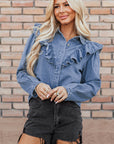 Trinity Denim Ruffled Casual Top