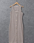 Denver Striped Print Sleeveless Buttoned Maxi Dress